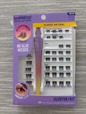 imPRESS Classic Natural Pre-Glued Black Lash Cluster Kit